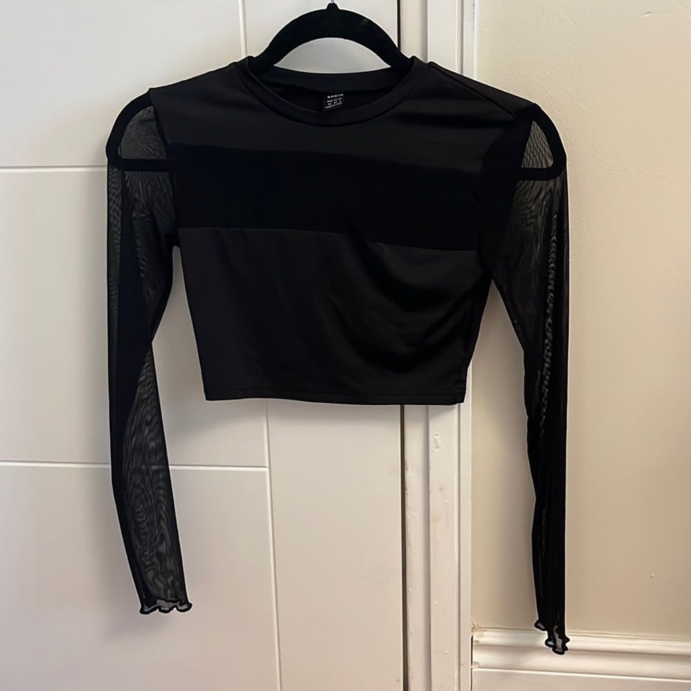 Shein Black Mesh Crop Top - Size US 2